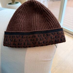 Bulgari Brown Knit Logo cashmere hat